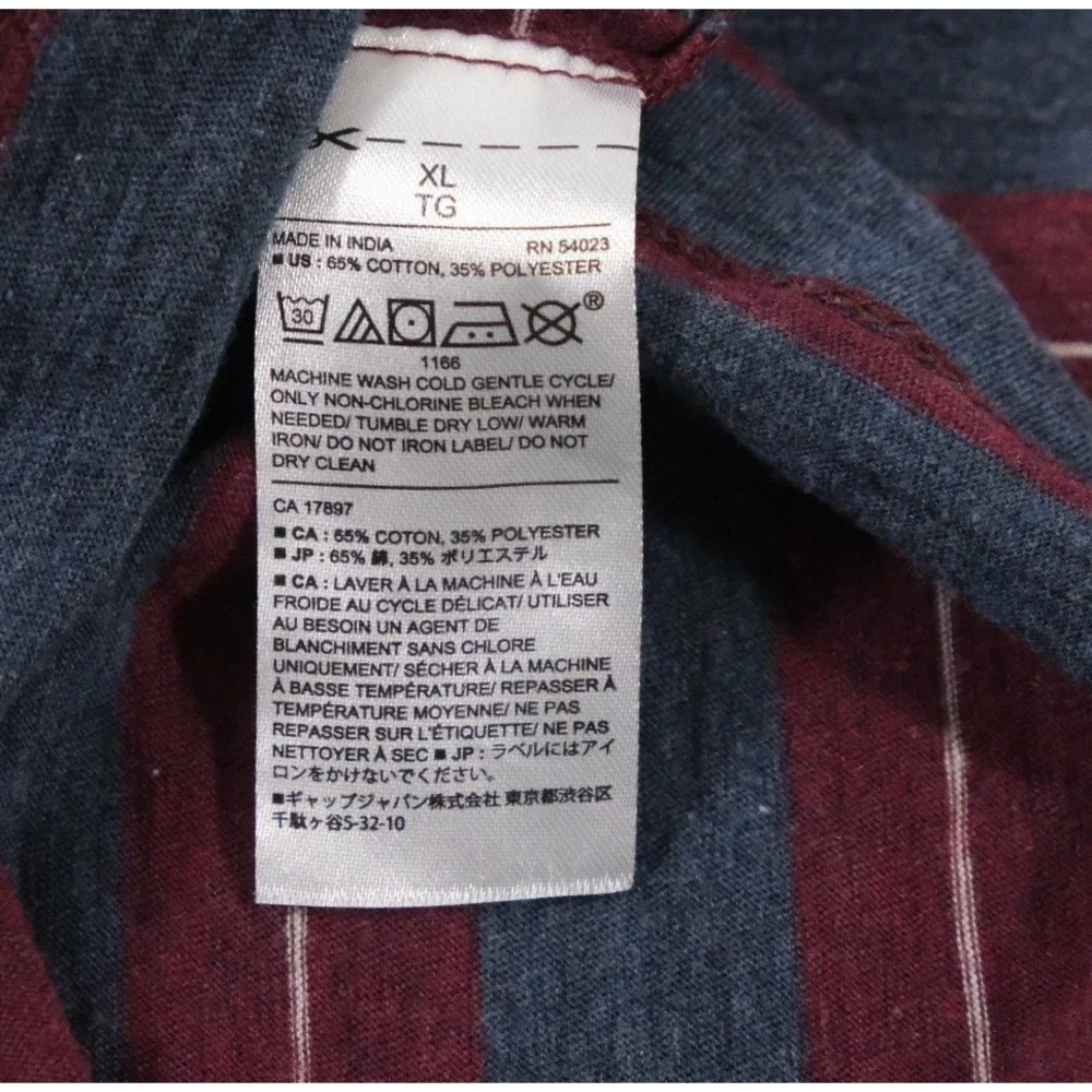 Banana Republic Polo Mens XL Maroon Blue Vintage Striped Short Sleeve Shirt Top
